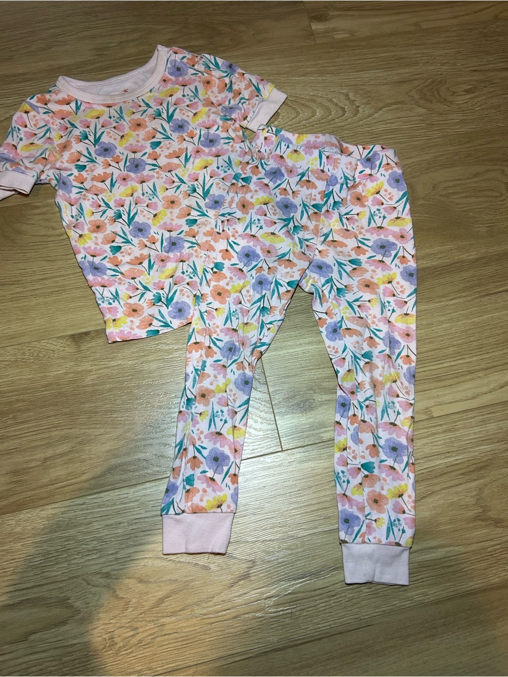 Joe Fresh Pink Floral Two-Piece Pajama Set for Girls
